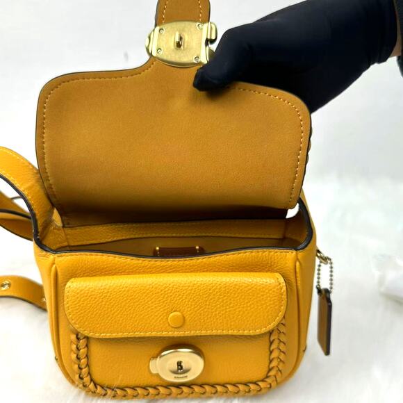 Coach Tabby Leather Crossbody Messenger 19 With Braid- Brass/Buttercup CJ837 NWT - Picture 6 of 15